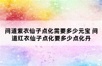 问道紫衣仙子点化需要多少元宝 问道红衣仙子点化要多少点化丹